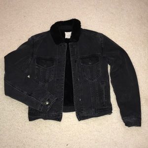 Sherpa Lined Black Jean Jacket
